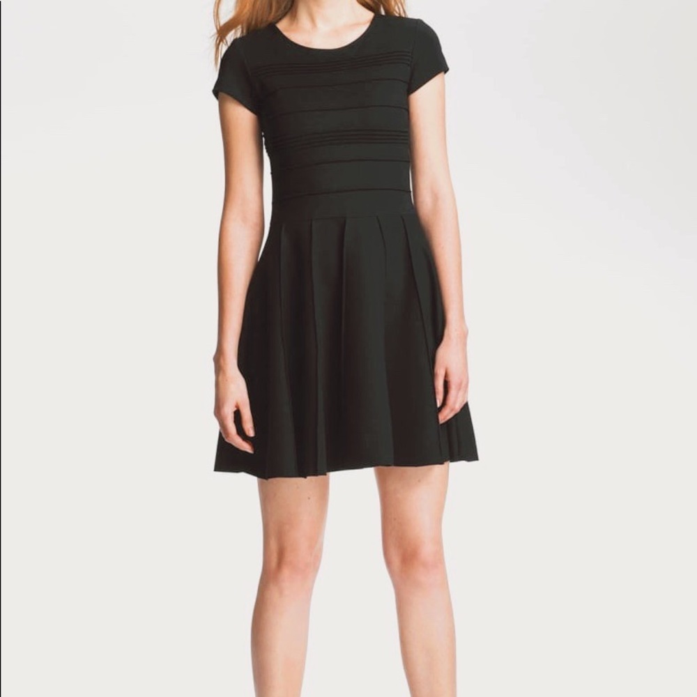 Parker Tara Black Stretch Fit and Flare Dress XS